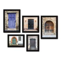 Kit Com 5 Quadros Decorativos - Portas Mundo Cores - 104kq01p