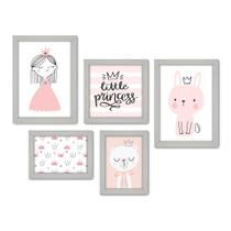 Kit Com 5 Quadros Decorativos - Princesa - Infantil - Menina - Bebê - Baby - Quarto - 304kq01b Kit Com 5 Quadros Decorativos - Princesa - Infantil - Menina - Bebê - Baby - Quarto - 304kq01b