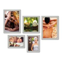 Kit Com 5 Quadros Decorativos - Spa - Estética - Beleza - Sala - 153kq01b Kit Com 5 Quadros Decorativos - Spa - Estética - Beleza - Sala - 153kq01b