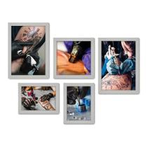 Kit Com 5 Quadros Decorativos - Tatuagem - Estúdio de Tatuagem - Tattoo - 356kq01b