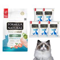 Kit Com 5 Ração Fórmula Natural Fresh Meat Super Premium Sabor Frango Para Gatos Sênior Idoso
