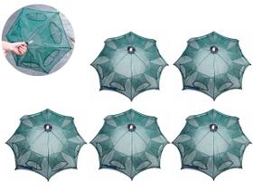 Kit com 5 Rede Armadilha Para Camarão, Lambaris - Covo Retrátil 8 Entradas