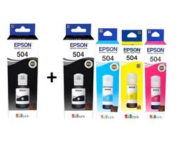 Kit com 5 refil epson 504 ( sendo 2 pretos e 3 coloridos "ciano, magenta e amarela")