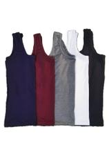 Kit Com 5 Regata Alça Larga Plus Size Lisa Feminina