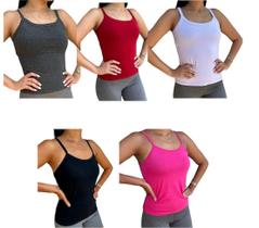 Kit com 5 regata feminina de alcinha fina super confortavel tecido leve e macio com costura reforçada ideal para o uso diario Kit com 5 regata feminina de alcinha fina super confortavel tecido leve e macio com costura reforçada ideal para o uso diario