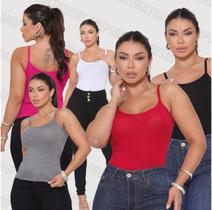 Kit com 5 regata feminina de alcinha fina super confortavel tecido leve e macio com costura reforçada ideal para o uso diario