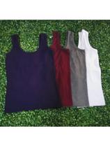 Kit Com 5 Regata Plus Size Viscolycra Alça Larga Feminina