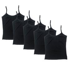 Kit com 5 Regatas Femininas Básicas de Alça Fina Preta