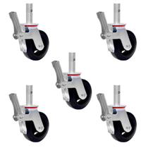 Kit com 5 rodízios giratórios com freio para andaime - jst Kit com 5 rodízios giratórios com freio para andaime - jst
