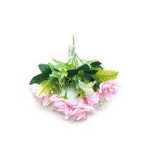 Kit Com 5 Rosas Artificiais Buque Com 25 Flores Total Cores Diversas Flor