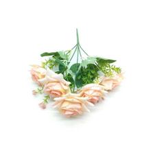 Kit com 5 Rosas Artificiais Com Folha Buque com 25 Flores no Total Cores Diversas