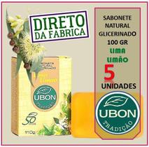 Kit com 5 Sabonetes Glicerina Vegetal Lavanda Em Barra Glicerinado C/ Oleos Essencias Emolientes Ubon