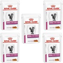 Kit Com 5 Sachê Royal Canin Renal Frango 85g Cada
