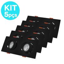 KIT COM 5 SPOT DE EMBUTIR EASY LED DUPLO PRETO 2X5W 400lm BIVOLT 6500K