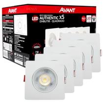 Kit Com 5 Spot Lâmpadas Led Quadrada 5w 3000k Branco Quente