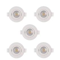 Kit com 5 Spot Led de Embutir Redondo Branco 7W Nordecor/MBLed 4000K (Luz Neutra)