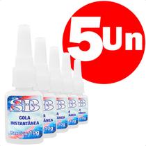 Kit Com 5 Super Cola Adesiva Instantânea Multiuso 10g Super Bom