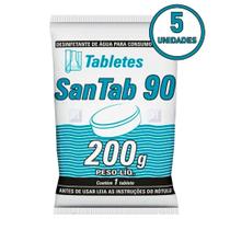 Kit com 5 Tabletes Desinfetante De Água Consumo Humano Santab 90