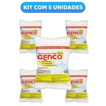 Kit com 5 Tabletes Pastilhas De Cloro Genco Tripla Ação Para Tratamento de Piscinas