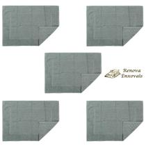 Kit com 5 Tapete Antiderrapante para Banheiro Toalha de Piso Atoalhado Tapete de Chão p/ Pé - 100% Algodão - 50 x 70 cm - Tecelagem Atlântica