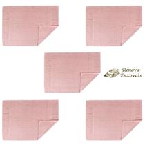 Kit com 5 Tapete Antiderrapante para Banheiro Toalha de Piso Atoalhado Tapete de Chão p/ Pé - 100% Algodão - 50 x 70 cm