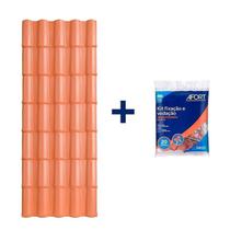 Kit com 5 Telhas de PVC Colonial 2,62 x 0,86 x 2.0 mm 5 Ondas com 3 Kit Fixação e Vedação Afort Marrom
