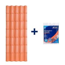 Kit com 5 Telhas de Pvc Colonial 3,28 X 0,86 X 2.0mm 5 Ondas com 3 Kit Fixação e Vedação afort