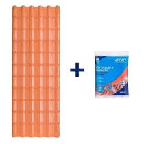 Kit com 5 Telhas Plan Pvc 3,30x0,88 6 Ondas com 5 Kit Fixação e Vedação afort