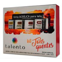 Kit com 5 Tintas Acrílica Tons Quentes para Telas Talento