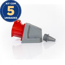 Kit Com 5 Tomada Industrial Sobrepor 3p+t 16a 380v 6h Vm Ip-44Tss-4006 Soprano