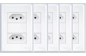 Kit Com 5 Tomadas Dupla Padrao 2p+t 4x2 10a Evidence - Fame