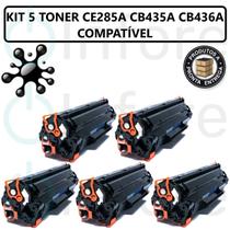 Kit com 5 Toner Compatível Ce285a cb435a cb436a P1102w M1132 M121