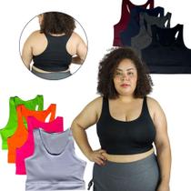 Kit com 5 TOP PLUS SIZE GG ACADEMIA FITNESS TREINO DIA-A-DIA