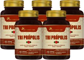 Kit Com 5 - Tri Própolis (Vermelha, Verde e Marrom) 60 Caps de 500mg Flora Nativa do Brasil Kit Com 5 - Tri Própolis (Vermelha, Verde e Marrom) 60 Caps de 500mg Flora Nativa do Brasil