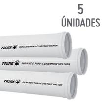 Kit com 5 Tubos Esgoto Branco 100mm X 3m - Tigre