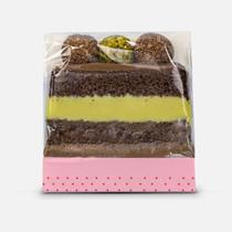 Kit com 5 unidades de embalagem para fatias de bolo slice Cake - Rosa Poá