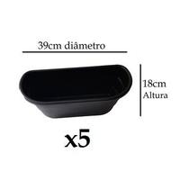 Kit com 5 vaso arandela duplo suporte parede 6 litros plástico preto Kit com 5 vaso arandela duplo suporte parede 6 litros plástico preto