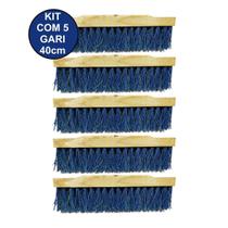 Kit Com 5 Vassoura Escovão Gari Nylon Duro 40Cm Sem Cabo