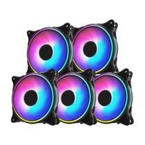 Kit com 5 Ventoinhas WIND RGB Rainbow 120MM Preto