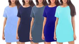 Kit com 5 Vestidos Camiseta Estilo Casual Básico - Slim Fitness