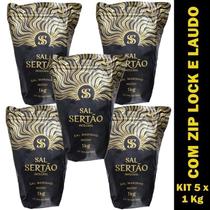 Kit com 5 x Sal Marinho Integral de Mossoró 1 Kg Sal Sertão Premium Zip Lock com Laudo Kit com 5 x Sal Marinho Integral de Mossoró 1 Kg Sal Sertão Premium Zip Lock com Laudo