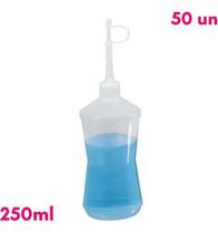 Kit Com 50 Almotolias Transparente Bico Reto Frasco 250ml