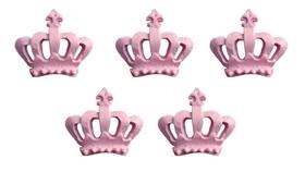 Kit Com 50 Aplique Coroa Coroinha cor de Rosa Bebe de Resina - Decore Casa