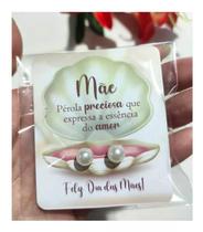 Kit Com 50 Brincos Pérola+Tag Dia Das Mães-Mimo Sofisticado