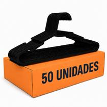 Kit com 50 Cabides Adulto Preto Organizador Roupa Plástico Kit com 50 Cabides Adulto Preto Organizador Roupa Plástico
