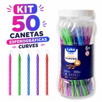 Kit com 50 Caneta Esferográfica Ponta Fina 0.7 Coloridas Escolar Escritório Kit com 50 Caneta Esferográfica Ponta Fina 0.7 Coloridas Escolar Escritório