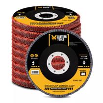 Kit Com 50 Discos Flap Grão 40 Aço Cônico 4.1/2 Fasterr FSTC06