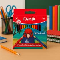 Kit com 50 Lápis de Cor 12 Cores Mini Meio Pequeno Famix Material Escolar Kit com 50 Lápis de Cor 12 Cores Mini Meio Pequeno Famix Material Escolar