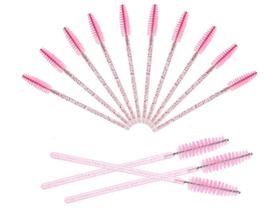 Kit com 50 Pincel de Cílios Descartáveis SINEN - Para Extensão de Cílios, Sobrancelhas e Maquiagem (Rosa Cristal)