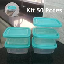 Kit com 50 Potes Retangular Mini Promocional Fitness BPA FREE